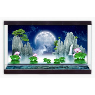 Tranh phông nền dán hồ cá, bể thủy sinh 2 mặt lưng và đáy Aquarium tank - 040