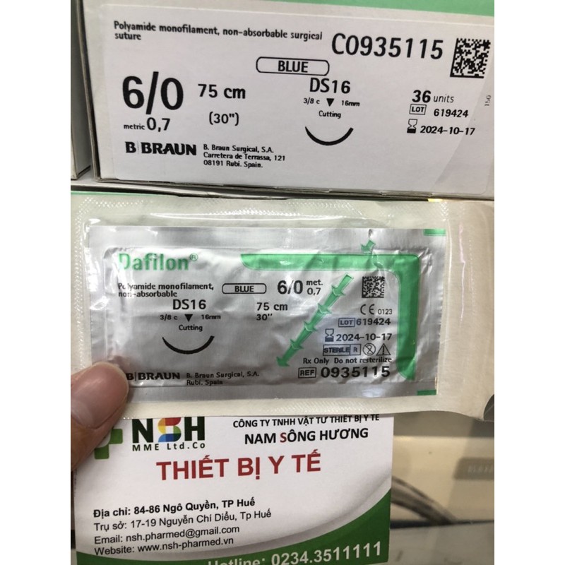 ❤️ Chỉ khâu phẫu thuật 6/0 dafilon 6/0,chỉ phẫu thuật thẩm mỹ không tan Dafilon 6/0 Braun B.Braun