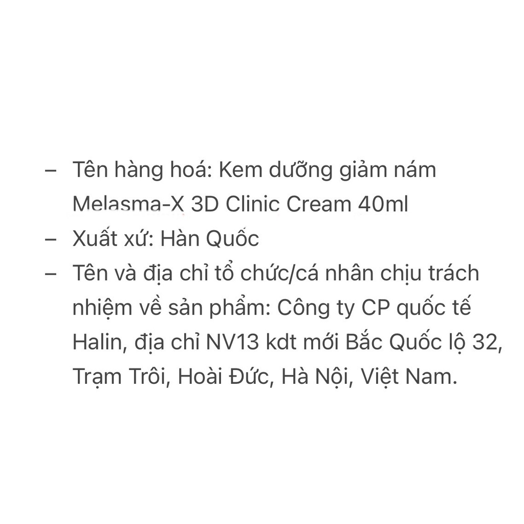 Kem Ngừa Nám Và Tàn Nhang Melasma-X 3D Whitening Clinic Cream