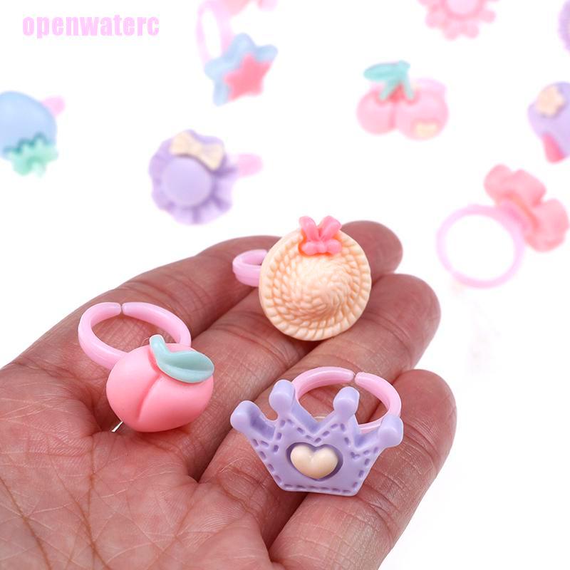 Ope Bộ 12 Nhẫn Nhựa Hoạt Hình Xinh Xắn Cho Bé