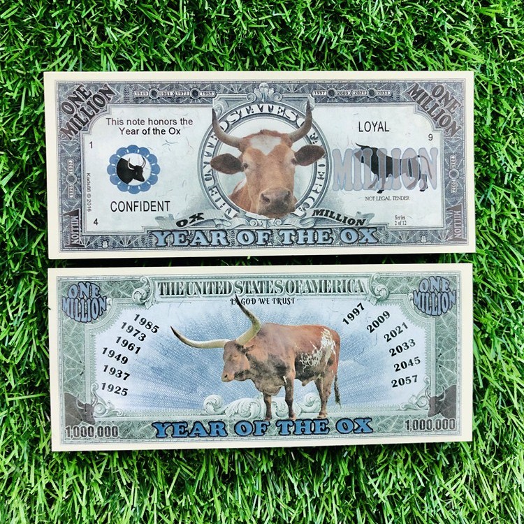 Tiền Lưu Niệm Hình Con Trâu 1 Triệu Đô Mỹ - Tặng Kèm Bao Lì Xì Tết