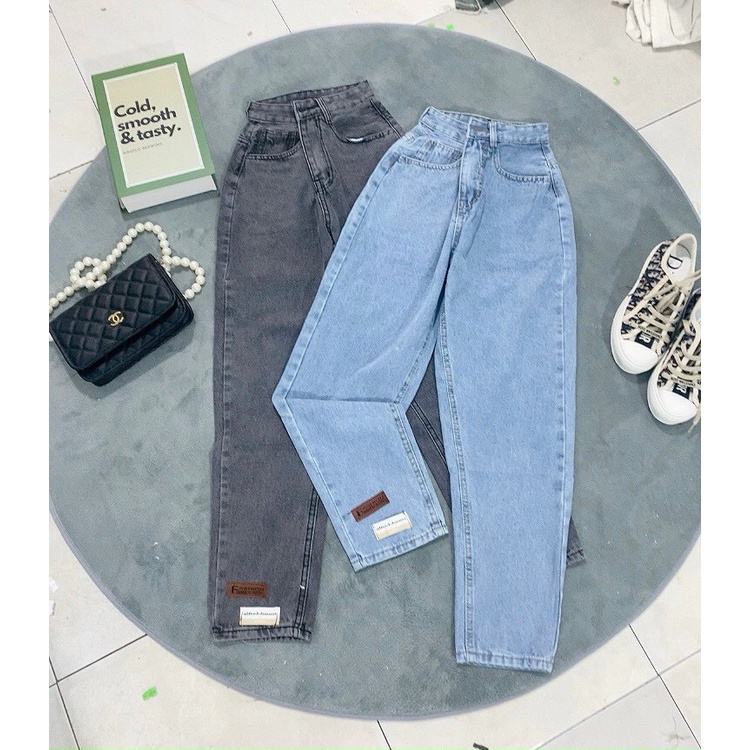 QUẦN BAGGY JEANS NỮ LƯNG CAO PHỐI 2 MẠC GẤU LAI CUỐN MÀU XANH NHẠT XÁM NHẠT DÀY DẶN MỀM MỊN SIÊU PHÁ CÁCH ĐỈNH CAO NITI
