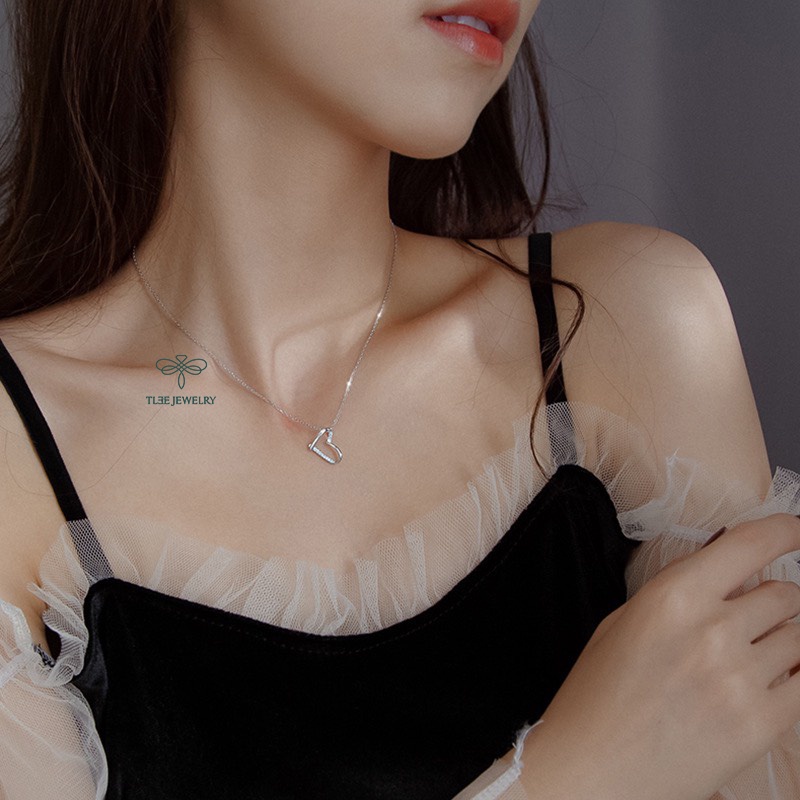 Dây chuyền bạc nữ TLEE tim chéo nạm đá cao cấp TleeJewelry D0121