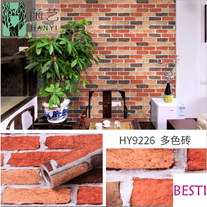 Giấy dán tường GẠCH 3D có keo sẵn cuộn 45cm nhiều mẫu đẹp giá rẻ