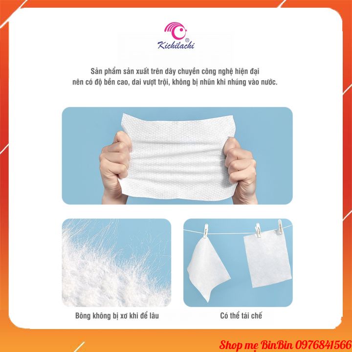 Khăn Giấy Khô Đa Năng Cho Bé Kichilachi, Chất Liệu Vải Bi Thấm Hút Nước