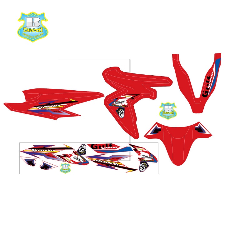 ( Quí khách vui lòng mang ra tiệm cho thợ dán ) Tem vario 125 đỏ