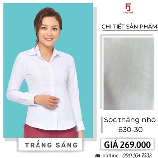 Áo thái hòa 630-30-01 màu trắng sọc nhuyễn mềm mịn