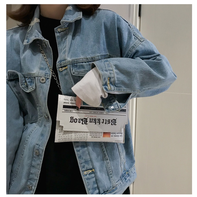 Túi Đeo Chéo Da PU In Hình Tờ Báo Độc Đáo Thời Trang Cho Nữ