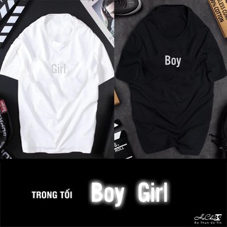 [Free Ship] Áo Đôi Unisex Phản Quang BOY GIRL - GIỚI TÍNH - Hàng may dây cổ CAO CẤP (Dây cổ chạy tới vai)