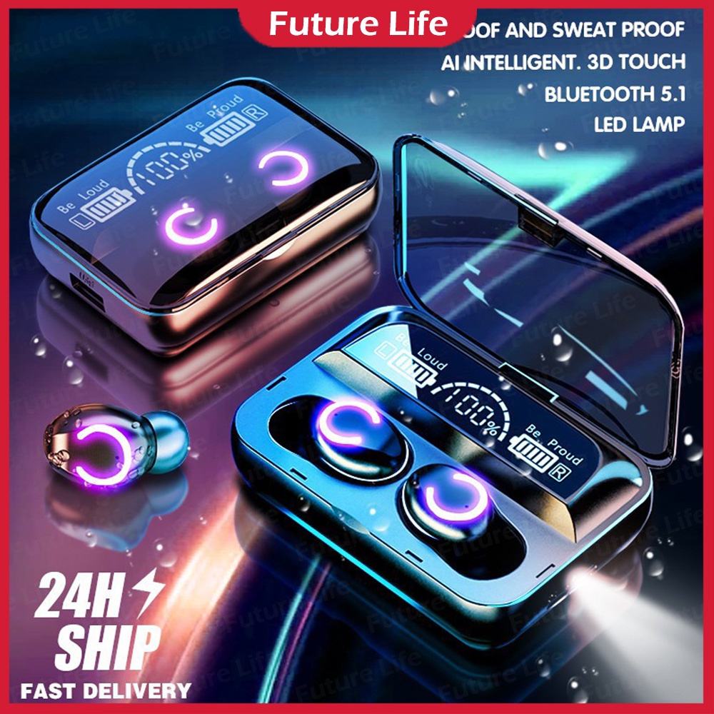 Sport Waterproof F9 LED HD Display Bluetooth Earphone HiFi Stereo Bass Wirelees Earbuds with Microphone Bluetooth Headset for Smart Phone Laptop Tablet