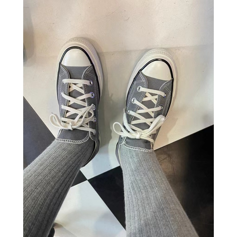 Rubbershoes Giày Trượt Ván Vải Bố Đế Cao Su Màu Xanh Lá / Xám Xanh Lá Cây Conv 1970S low Chuck Taylor All Star Navy Lime Cho Nam Và Nữ