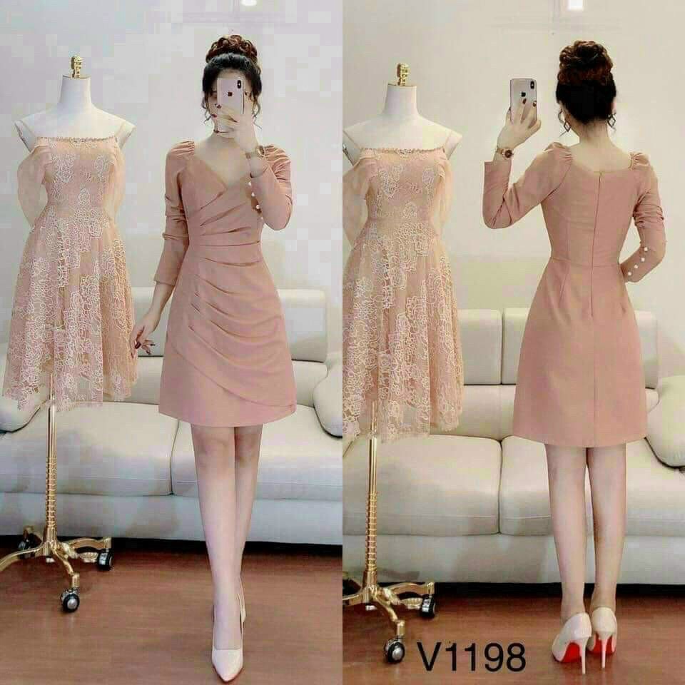 ĐẦM BODY NỮ XẾP NHÚN TAY PHỐI HẠT NGỌC DỰ TIỆC KẾT HỢP ĐI CHƠI SIÊU YÊU