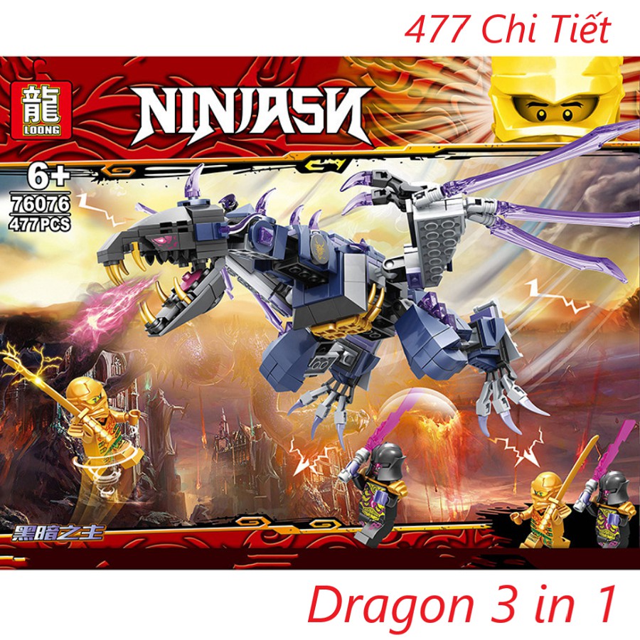 [Mã LIFE0503TOYS1 giảm 10% đơn 150k] LEGO Ninja Go Rồng - 477 Mảnh, Đồ Chơi lắp ghép Lego Rồng Hộp Carton