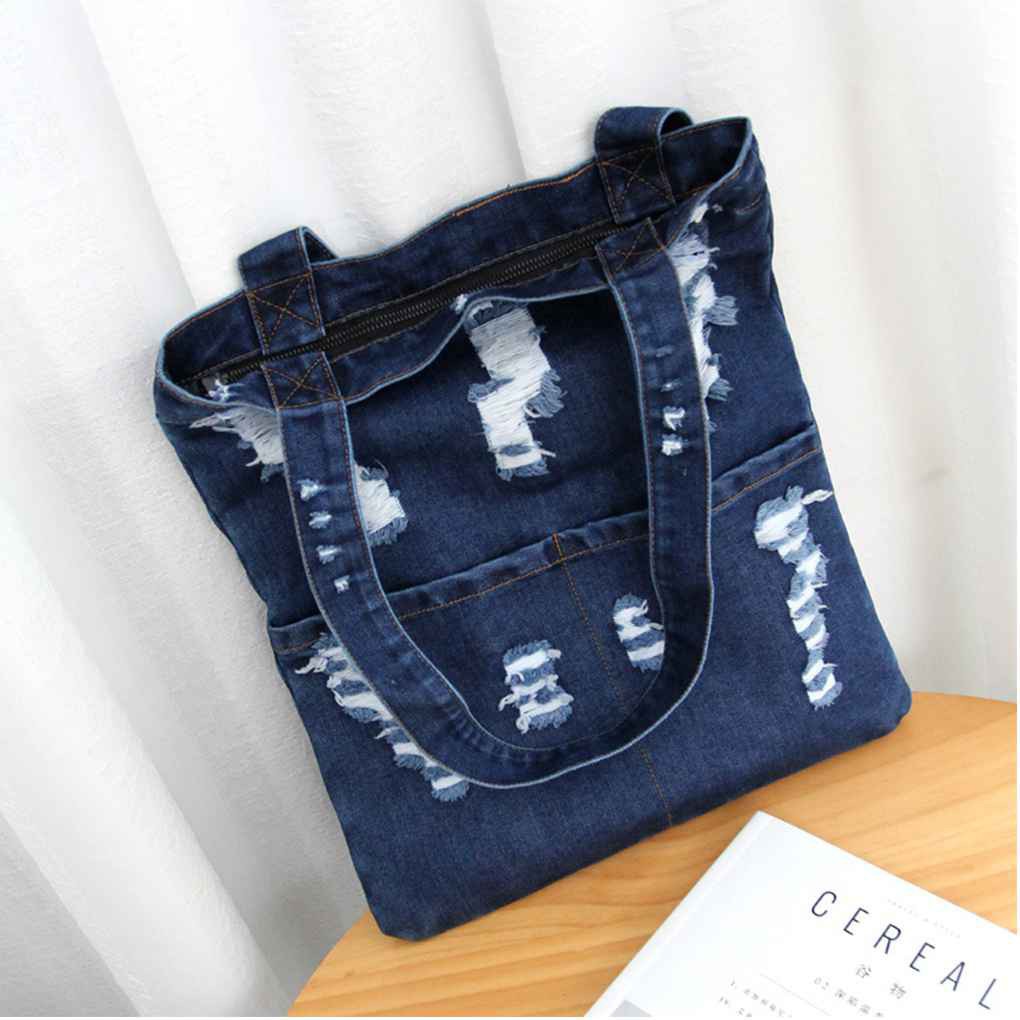 Túi tote denim ngăn rộng cho nữ