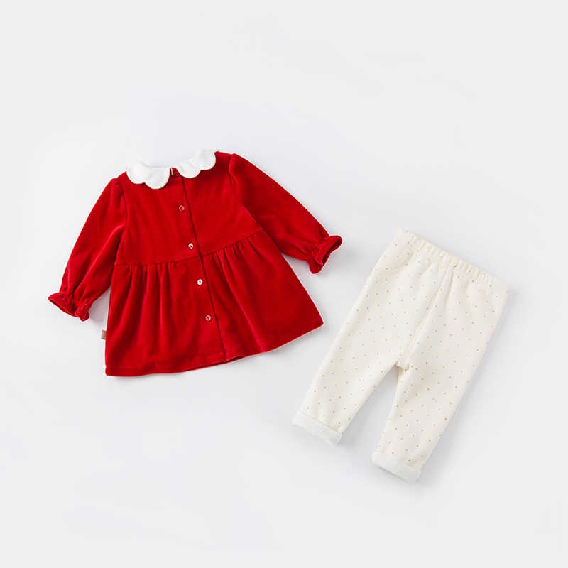 Bộ váy đỏ mùa đông cho bé gái_Dave&amp;Bella_DBL19228