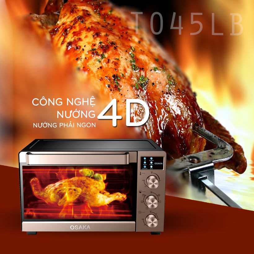 LÒ NƯỚNG THÙNG OSAKA TO45LB - CÔNG NGHỆ NƯỚNG 4D (AIR HEATING)