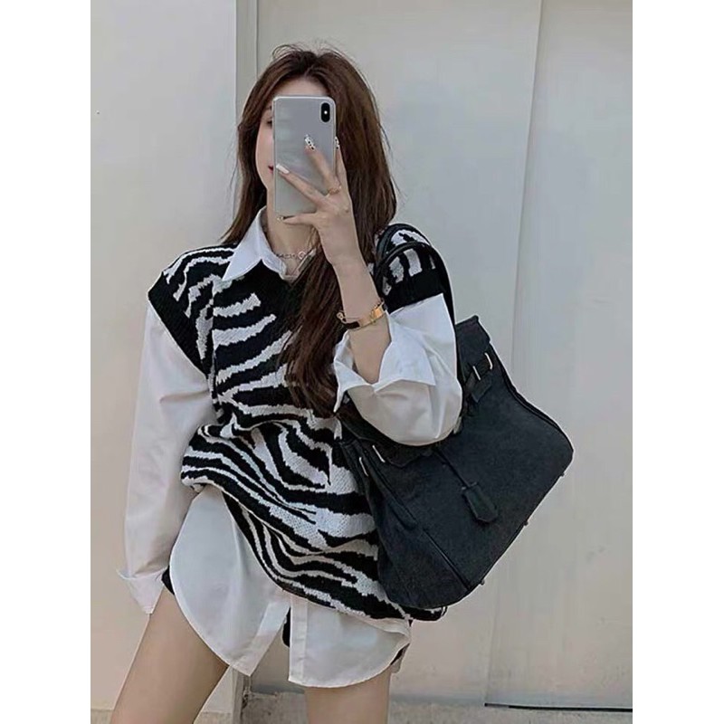 [Order taobao] Áo gile len ngựa vằn ulzzang kèm ảnh thật có sẳn