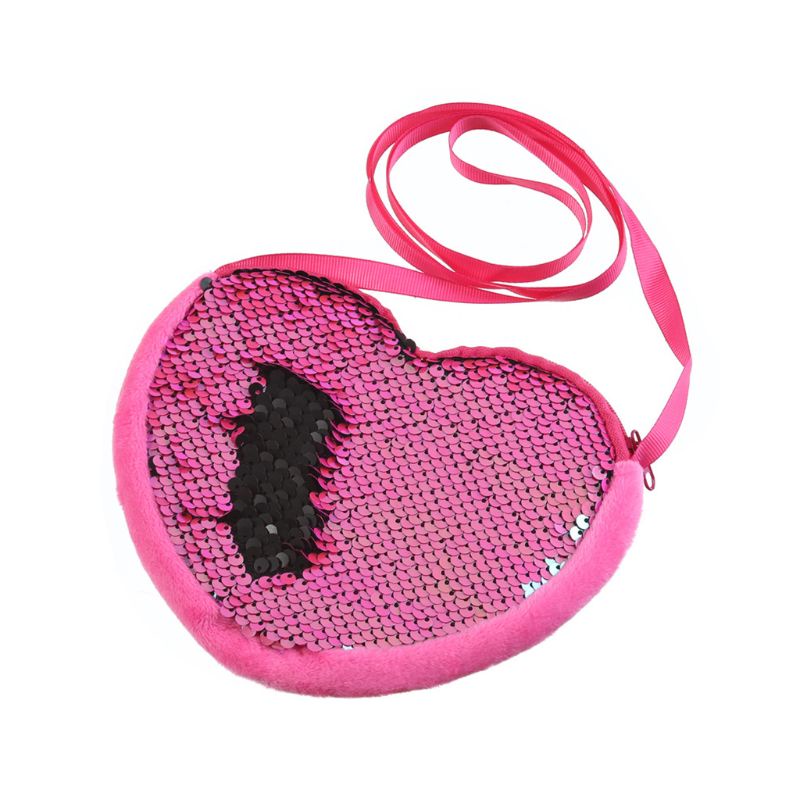 Túi Đeo Chéo Mini Hình Trái Tim Đính Kim Sa Lấp Lánh Cho Bé Gái