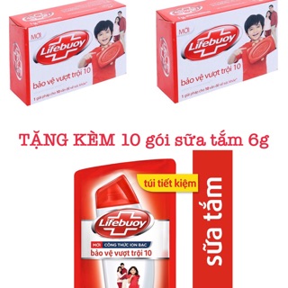 Set 2 BÁNH XÀ PHÒNG LIFEBOUY tặng kèm 10 gói sữa tắm