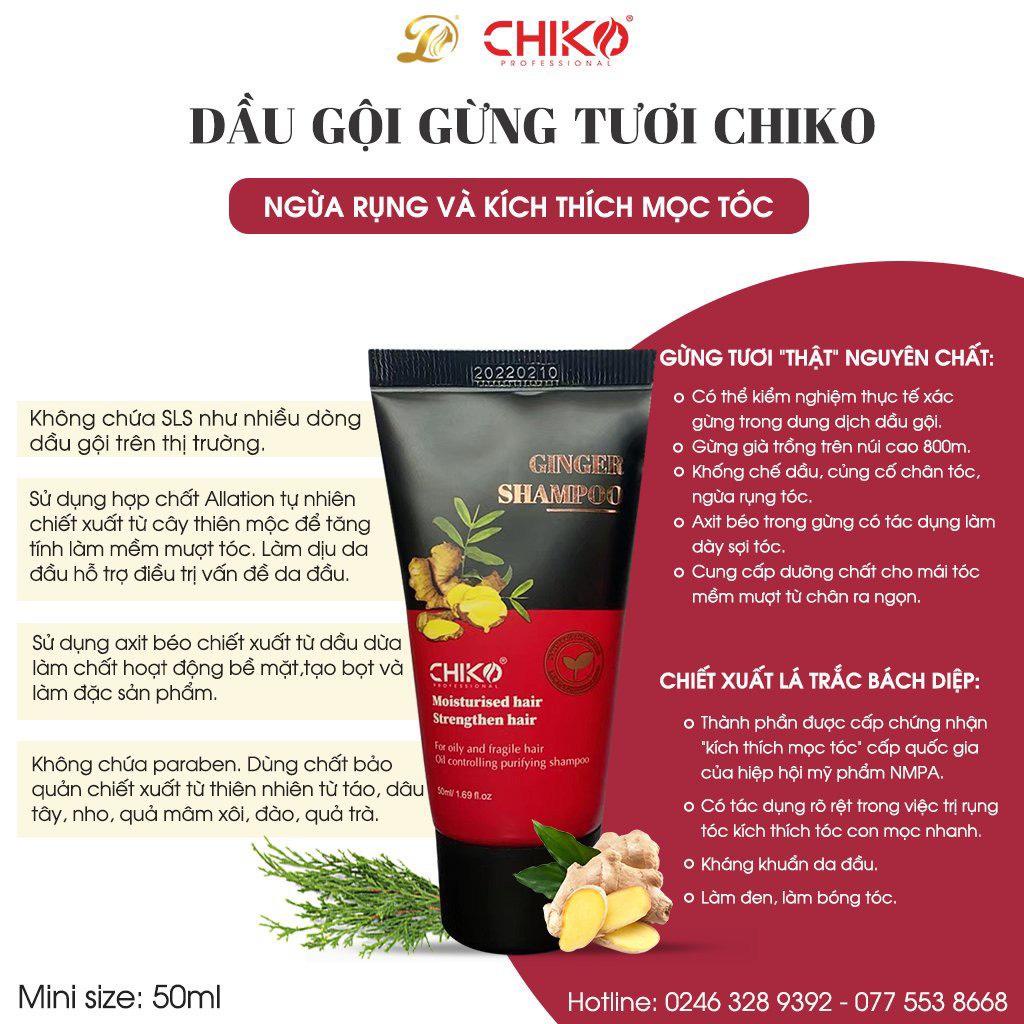 BỘ DẦU GỘI GỪNG TƯƠI CHIKO mẫu dùng thử 50g