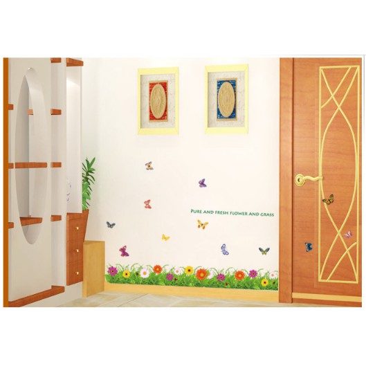 Decal trang trí Hoa Cúc dại cùng Bướm