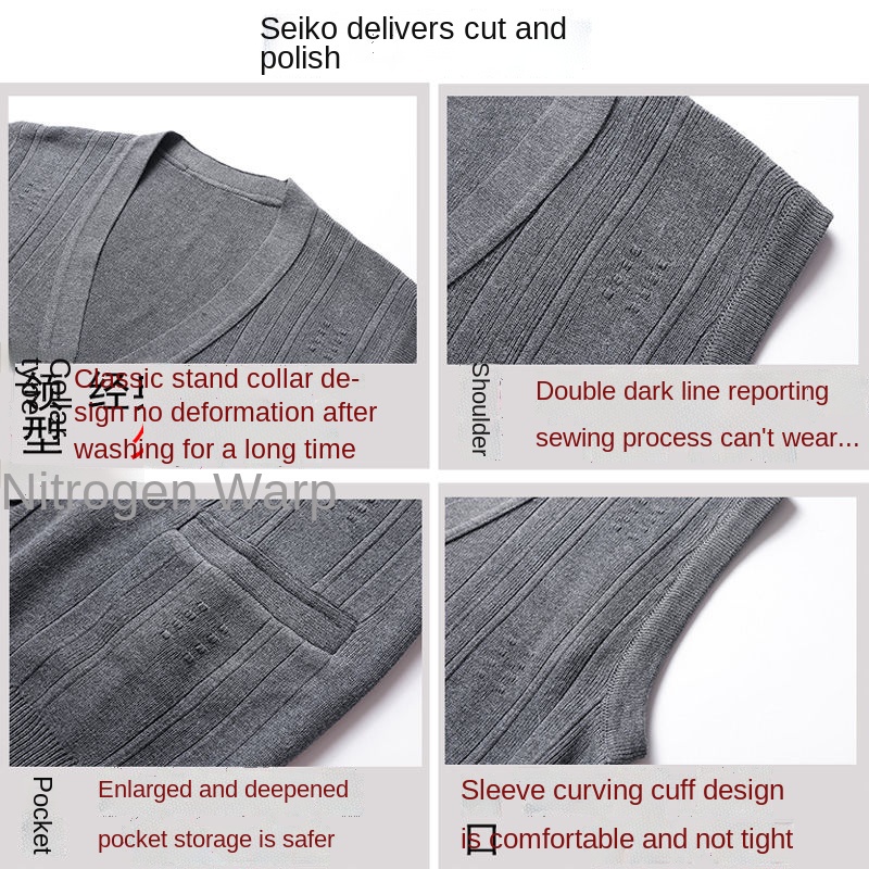 Áo Khoác Cardigan Len Không Tay Thời Trang Thu Đông Dành Cho Nam Giới Độ Tuổi Trung Niên