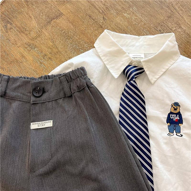 Áo Sơ Mi Trắng Thêu Họa Tiết Thời Trang Mùa Xuân Mới Cho Bé Trai Và Gái