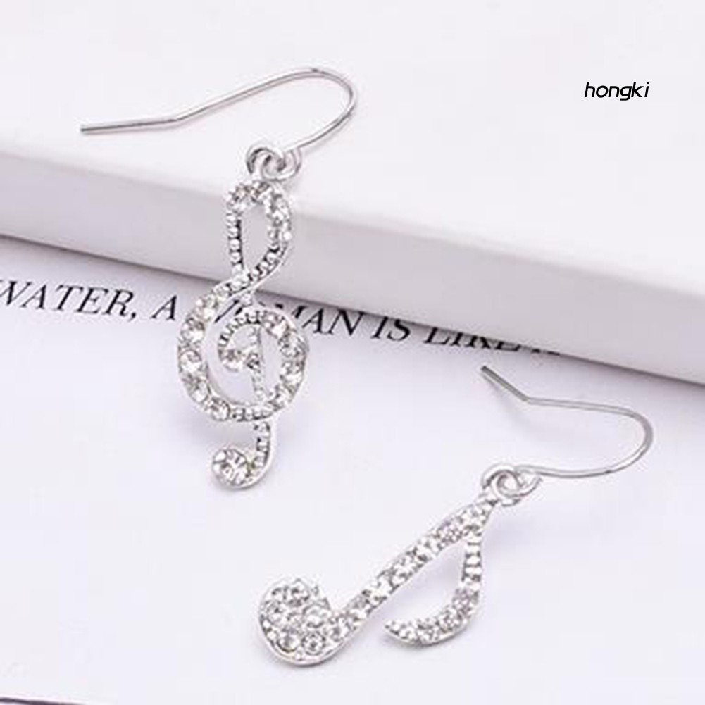 Bông Tai Hình Nốt Nhạc Đính Đá Thời Trang Dành Cho Nữ