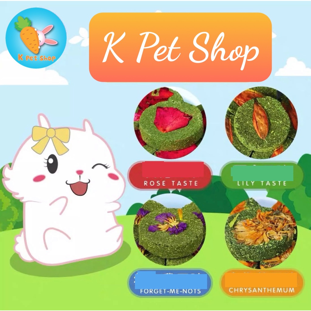 Bánh cỏ hoa Jonsanty nguyên hủ 6 bánh  Bánh cỏ mix hoa cao cấp Jonsanty cho thỏ, bọ, sóc, hamster