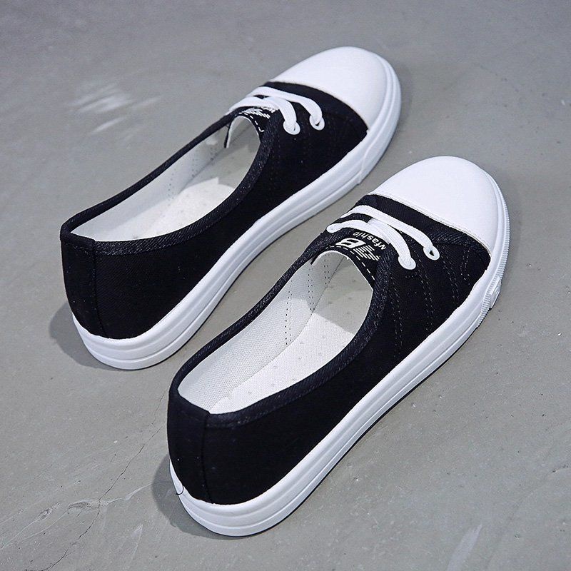 Giày Lười Vải Canvas Đế Bằng Thiết Kế Mới Năng Động Thời Trang Cho Nữ