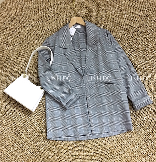 Áo khoác nữ đẹp blazer kẻ syle Hàn Quốc