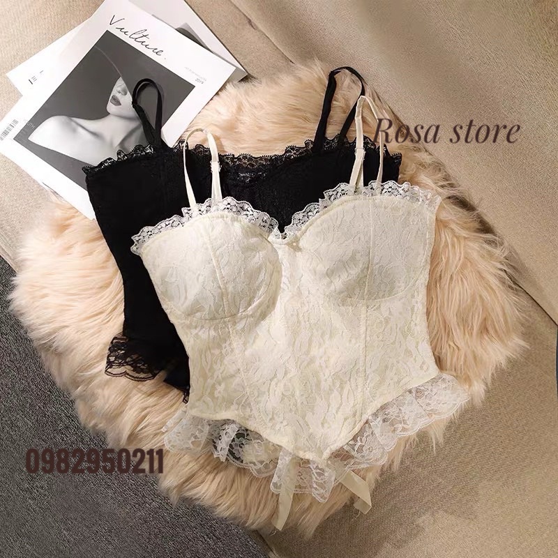 áo bra ren 2 dây tiểu thư kiểu pháp sang chảnh chun lưng co dãn