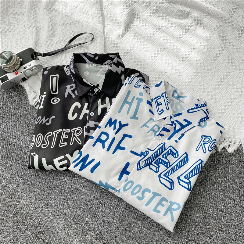 Áo sơ mi tay ngắn in họa tiết thời trang mùa hè 2021 size M-3XL dành cho nam