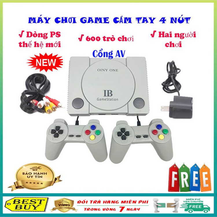 Máy chơi game cầm tay, máy chơi game điện tử 4 nút 600 game cổ điển cổng AV kết nối Tivi cho 2 người chơi