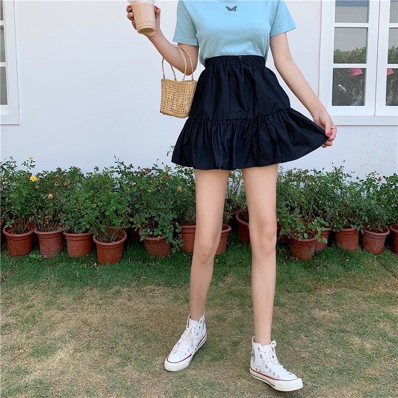 chân váy ngắn xoè 2 tầng, chân váy đũi xoè ngắn ullzang m155 | BigBuy360 - bigbuy360.vn