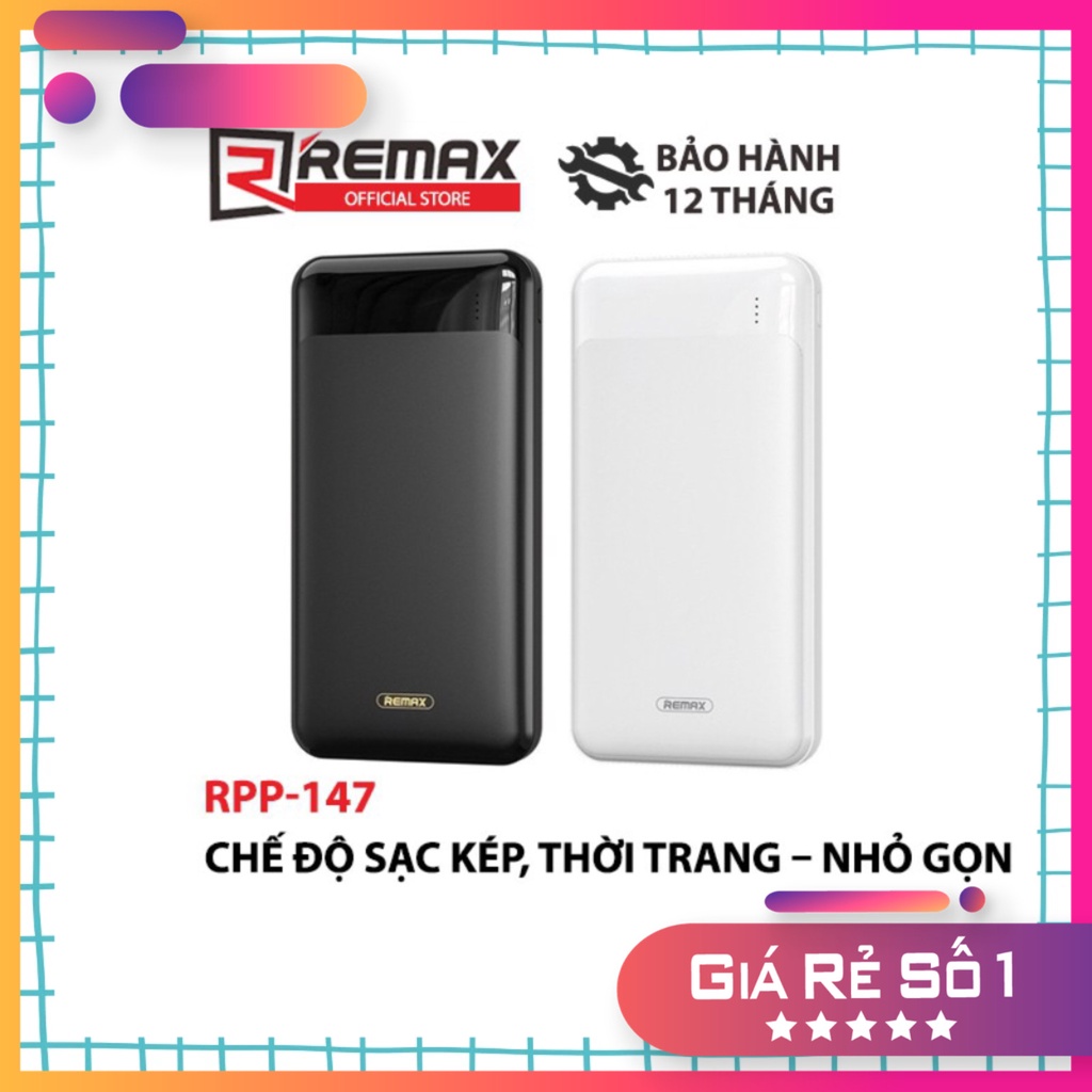 Pin Dự Phòng 10000mah Remax RPP-147 Jany Series 2 cổng USB | Sạc Nhanh Thế Hệ Mới