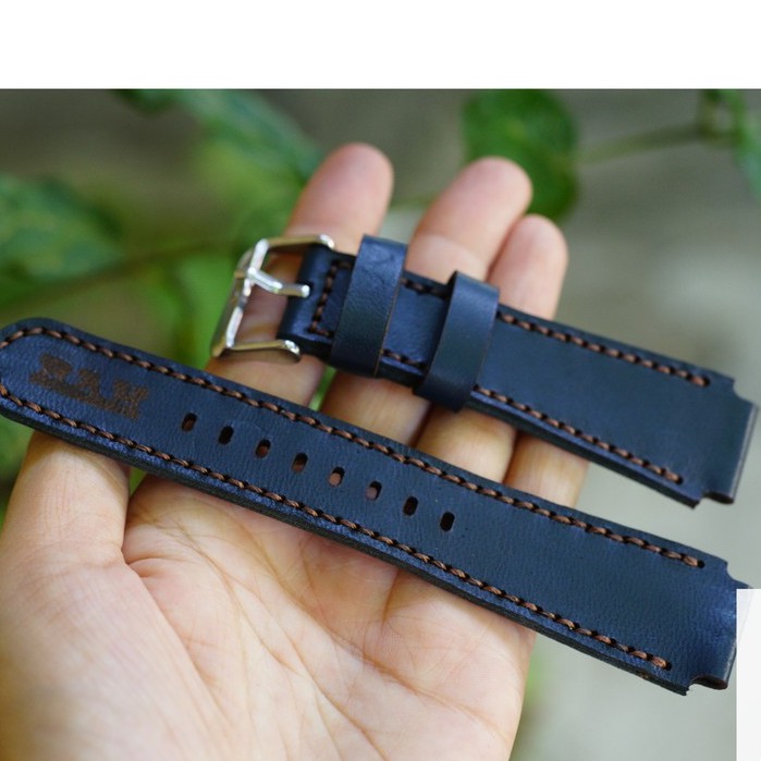 Dây đồng hồ da bò thật màu xanh navy - RAM 1993 casio ae1200/seiko5 - RAM leather