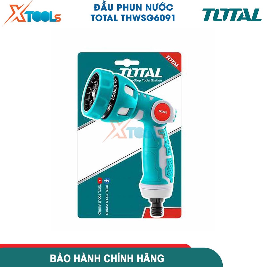 Đầu phun nước bằng nhựa 9 kiểu phun Total THWSG6091, với bộ chuyển đổi dụng cụ 3/4 &quot; - [CHÍNH HÃNG][XTOOLS]