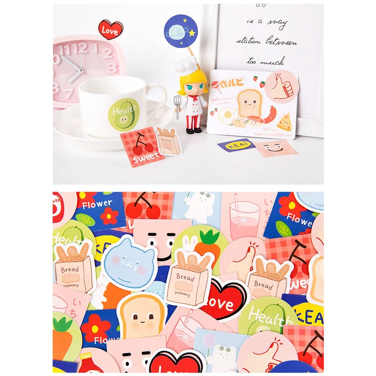 Sticker chủ đề Gấu Trắng Đáng Yêu - Hộp 45 miếng dán trang trí sổ tay Bullet Journal - M078