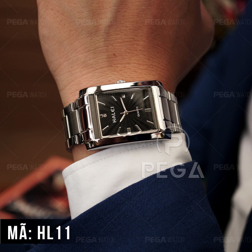 [Hot Sale] Đồng Hồ Nam Mặt Vuông Halei Dây Thép Chống Gỉ Đồng Hồ Kim Chống Nước | BigBuy360 - bigbuy360.vn