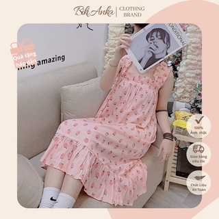 Váy Đầm mặc nhà Pijama VẢI ĐŨI HÀN LẠNH Bộ Ngủ Nữ Mùa Hè