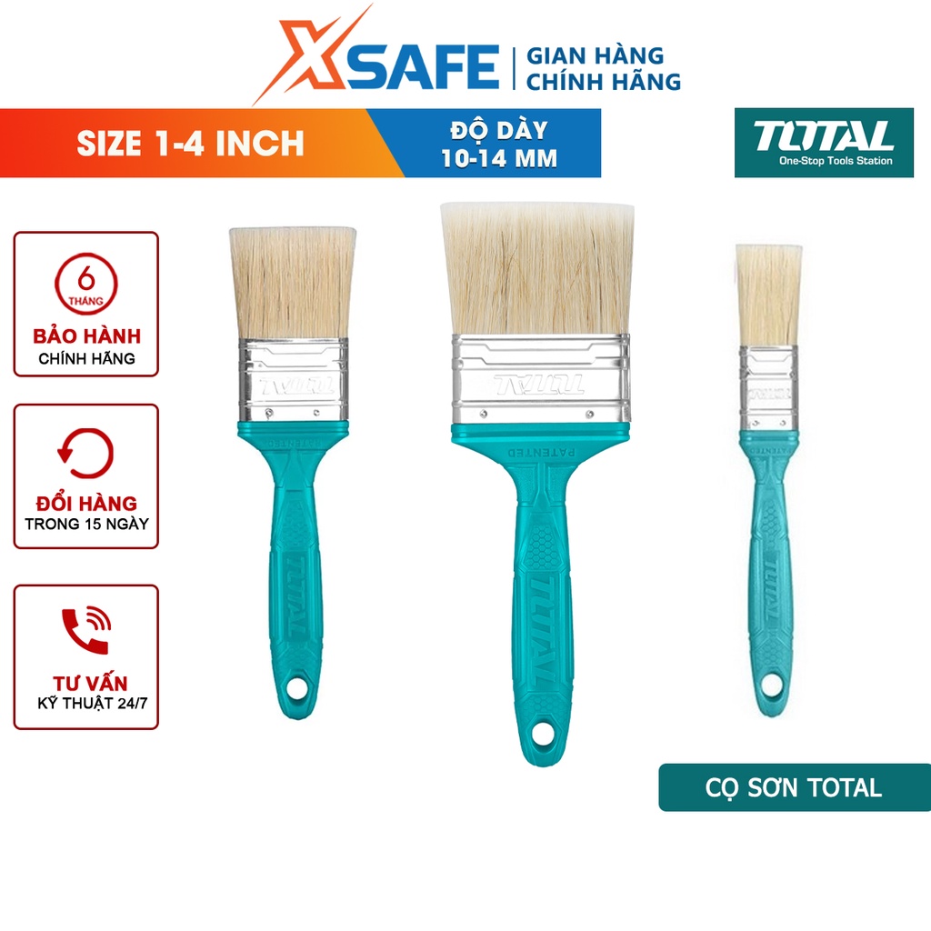 Cọ sơn TOTAL Chổi quét sơn độ rộng cọ 1-4 inch, độ dài lông cọ 45-57mm, độ dày lông cọ 10-14mm, tay cầm nhựa độc đáo