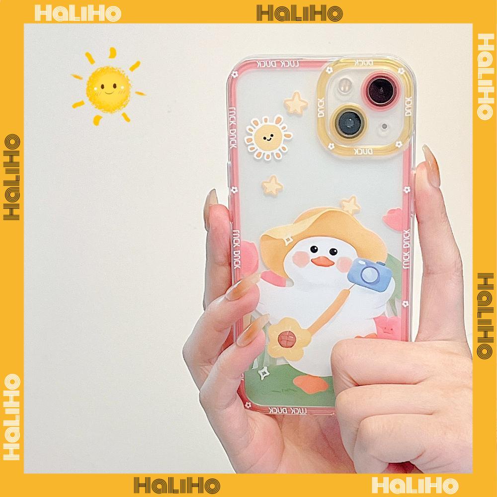 iPhone Case Silicone Soft Case Clear Case Square Edge Shockproof Protection Camera Cartoon Duck Cute Compatible For iPhone 11 iPhone 13 Pro Max iPhone 12 Pro Max iPhone 7 Plus xr