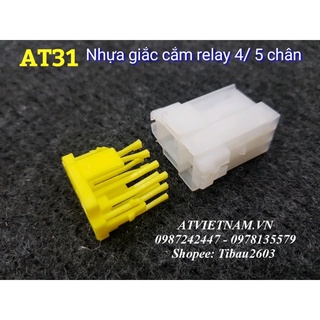 Giắc nhựa cắm chân Relay 4-5 chân màu trắng - AT31 ( bịch 10 cái)