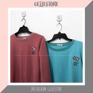 (ẢNH THẬT) ÁO SWEATER BÒ SỮA NỈ DA CÁ