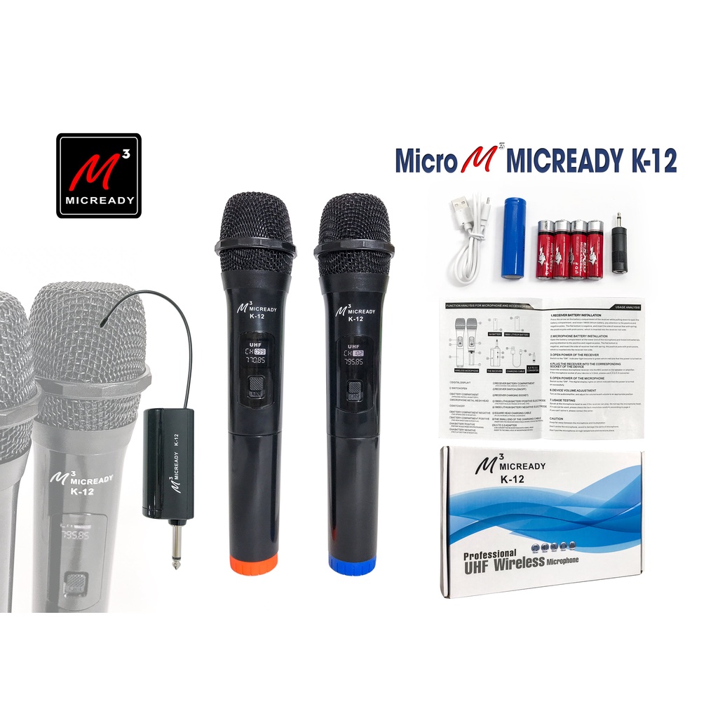 Micro không dây đa năng M3MICREADY K-12, Micro chuyên hát karaoke, dùng cho loa kéo, bảo hành 12 tháng（nhuan sinh audio)