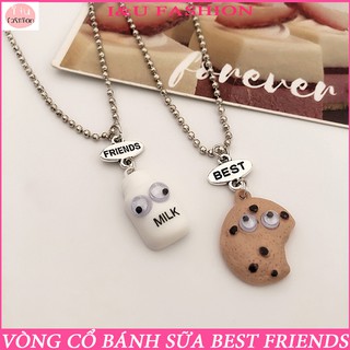 Dây chuyền vòng cổ Nam Nữ Best Friends , vòng cổ đôi , vòng cổ nhóm với thiết kế miếng bánh và hộp sữa độc đáo VC-46