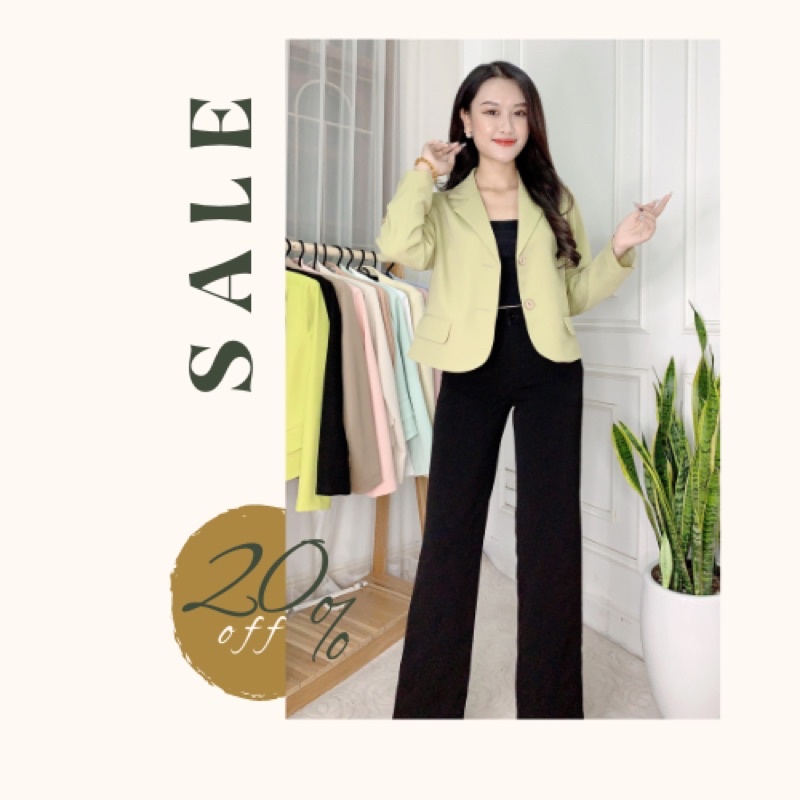 (1 lớp ) Áo khoác BLAZER nữ dài tay thu - đông, dáng suông, ngắn - Premium |BLUE