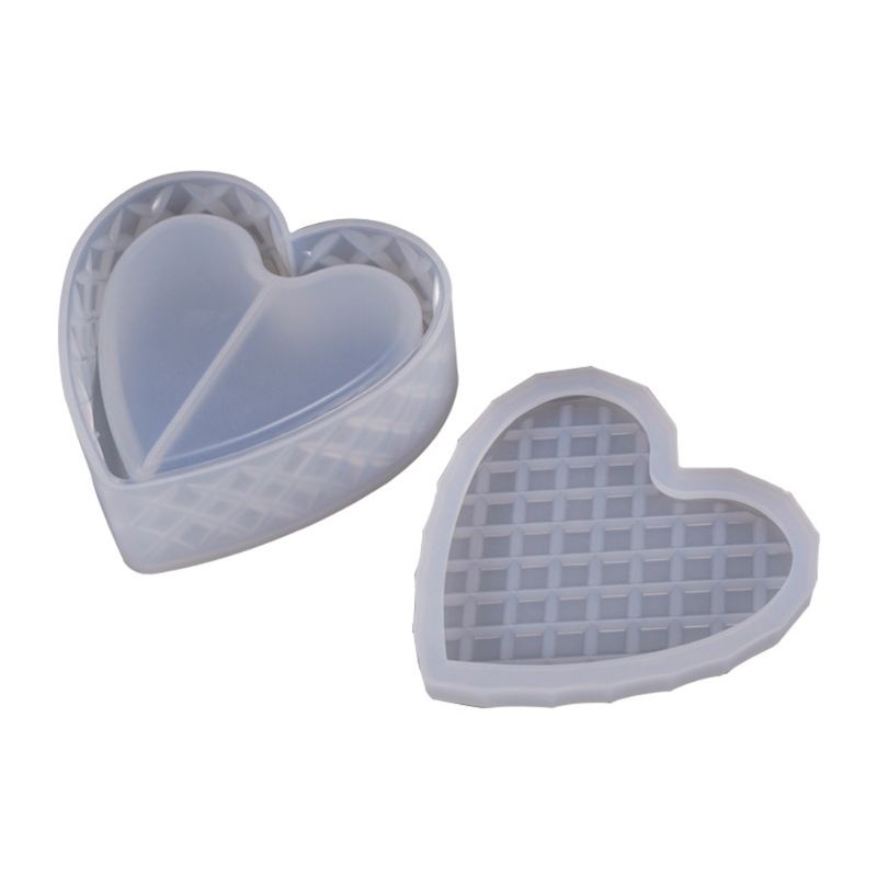 Khuôn silicone làm hộp đựng trang sức hình trái tim DIY