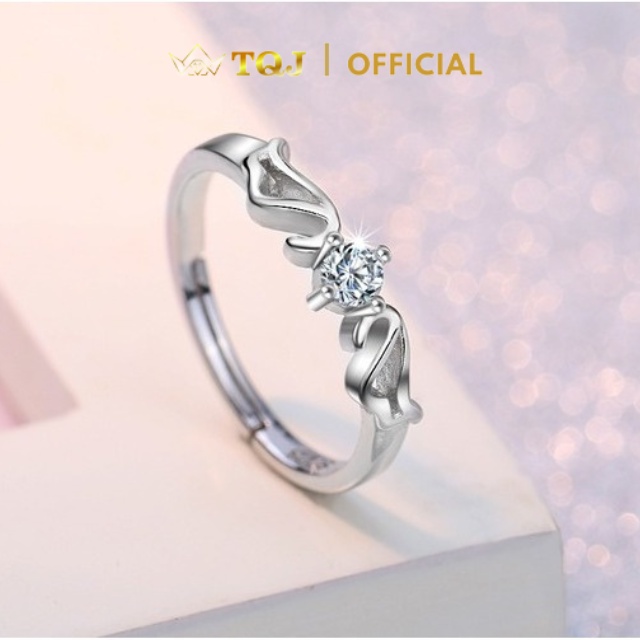 Nhẫn Bạc Nữ TQJ-NZ35 Chất Liệu Bạc 925 Đính Đá Cao Cấp Thiết Kế Tính Sảo Dễ Thương